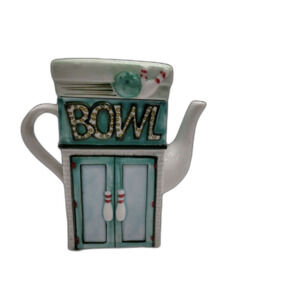 Twinnings Collectible Bowling Salad Bowl Teapot Kitschy Cottage Novelty